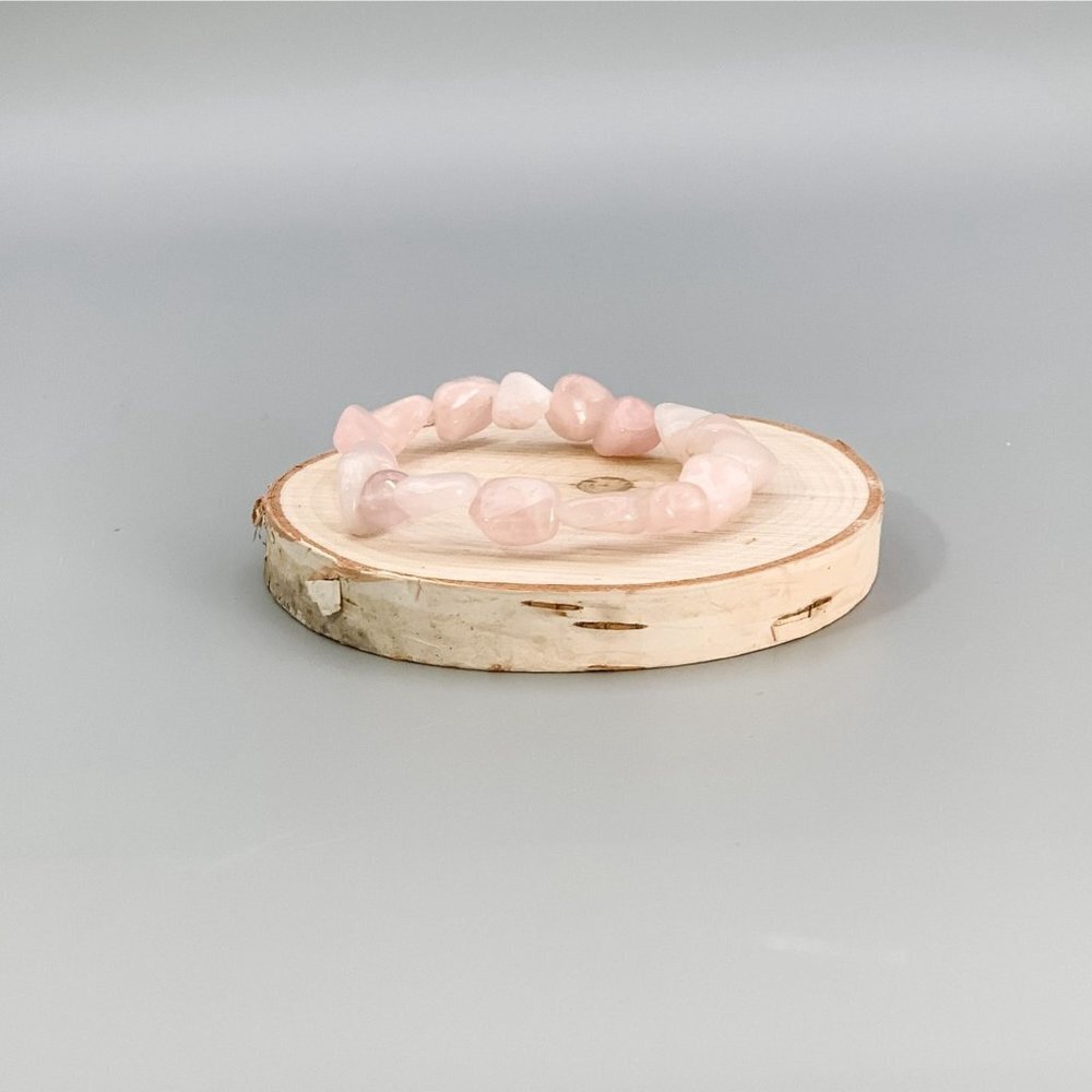 Rose Quartz Chakra Boho Stretch Bracelet, The Stone of Love, Anniversary Gift Id - Picture 2 of 9